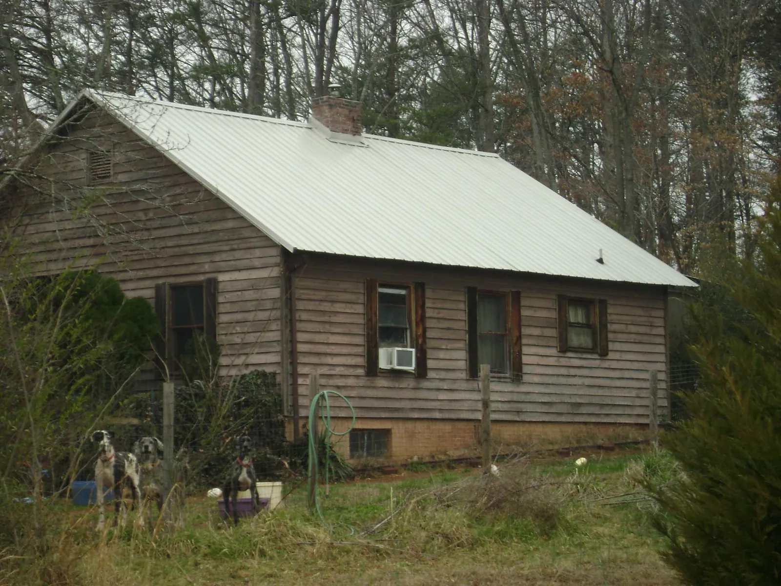 White metal roof on an old wood sided farmhouse, from a Asphalt Shingle Roof Repair job in Summit